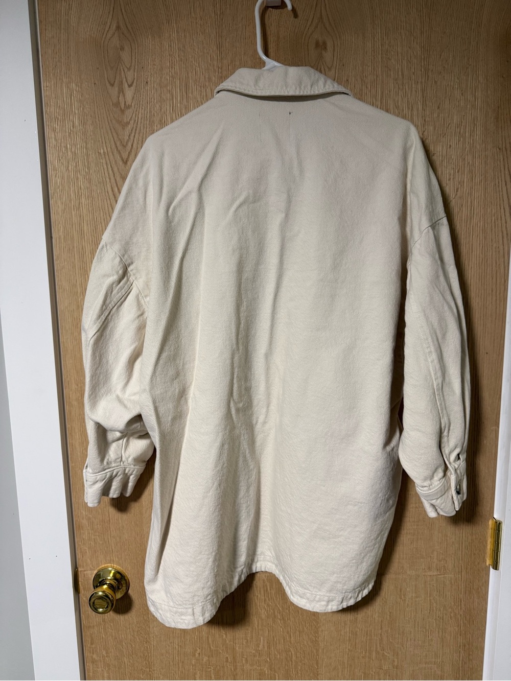 Zara Cream denim Long-Sleeve Button Shirt Jacket M-L